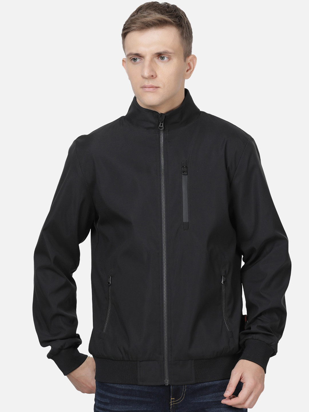 

t-base Men Black Printed Lightweight Bomber Jacket