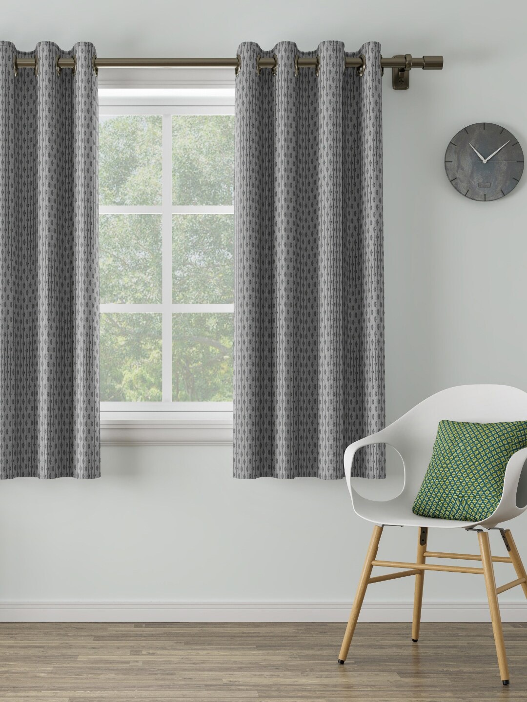 DDecor Grey Printed Single Window Curtain