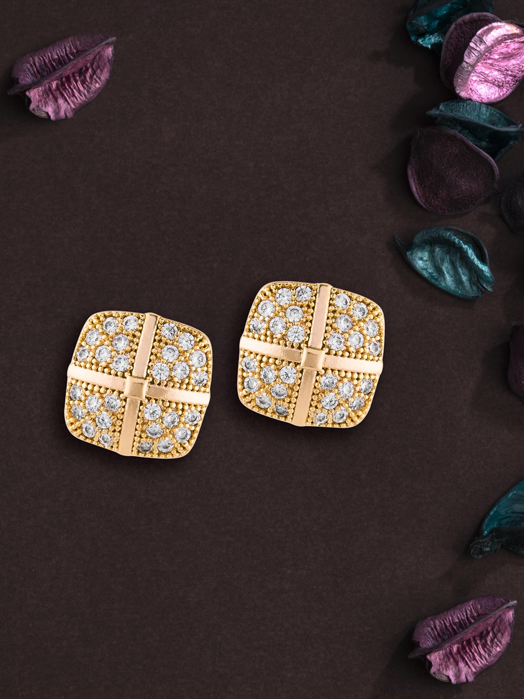 

E2O Gold-Toned & Gold-Toned Contemporary Studs