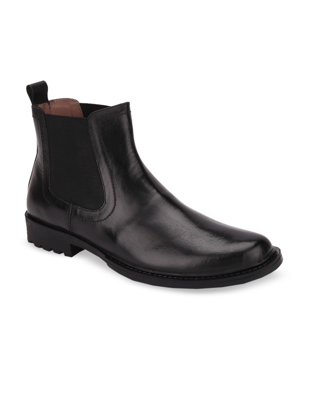 

LOUIS STITCH Men Black Solid Leather High-Top Flat Boots