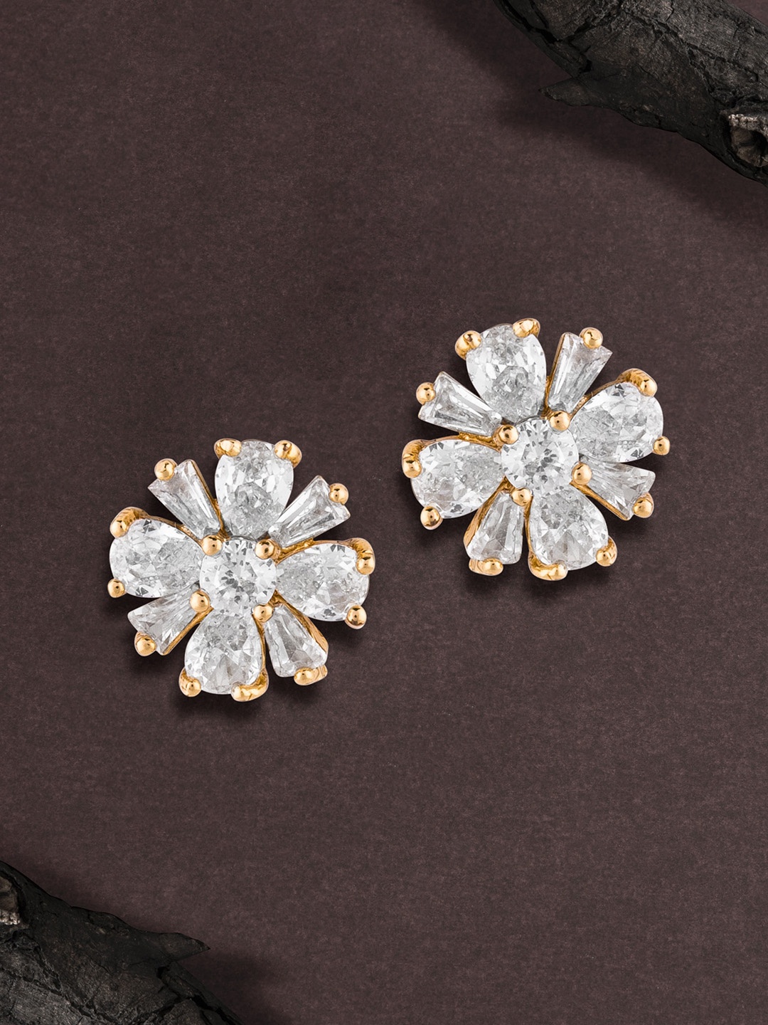 

E2O Gold-Toned & Gold-Toned Contemporary Studs