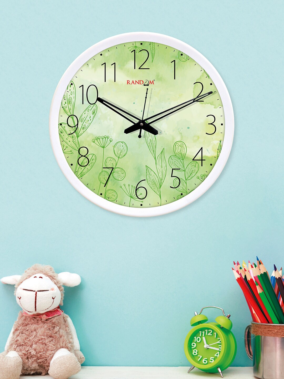 

RANDOM White & Green Printed 30 cm Analogue Wall Clock