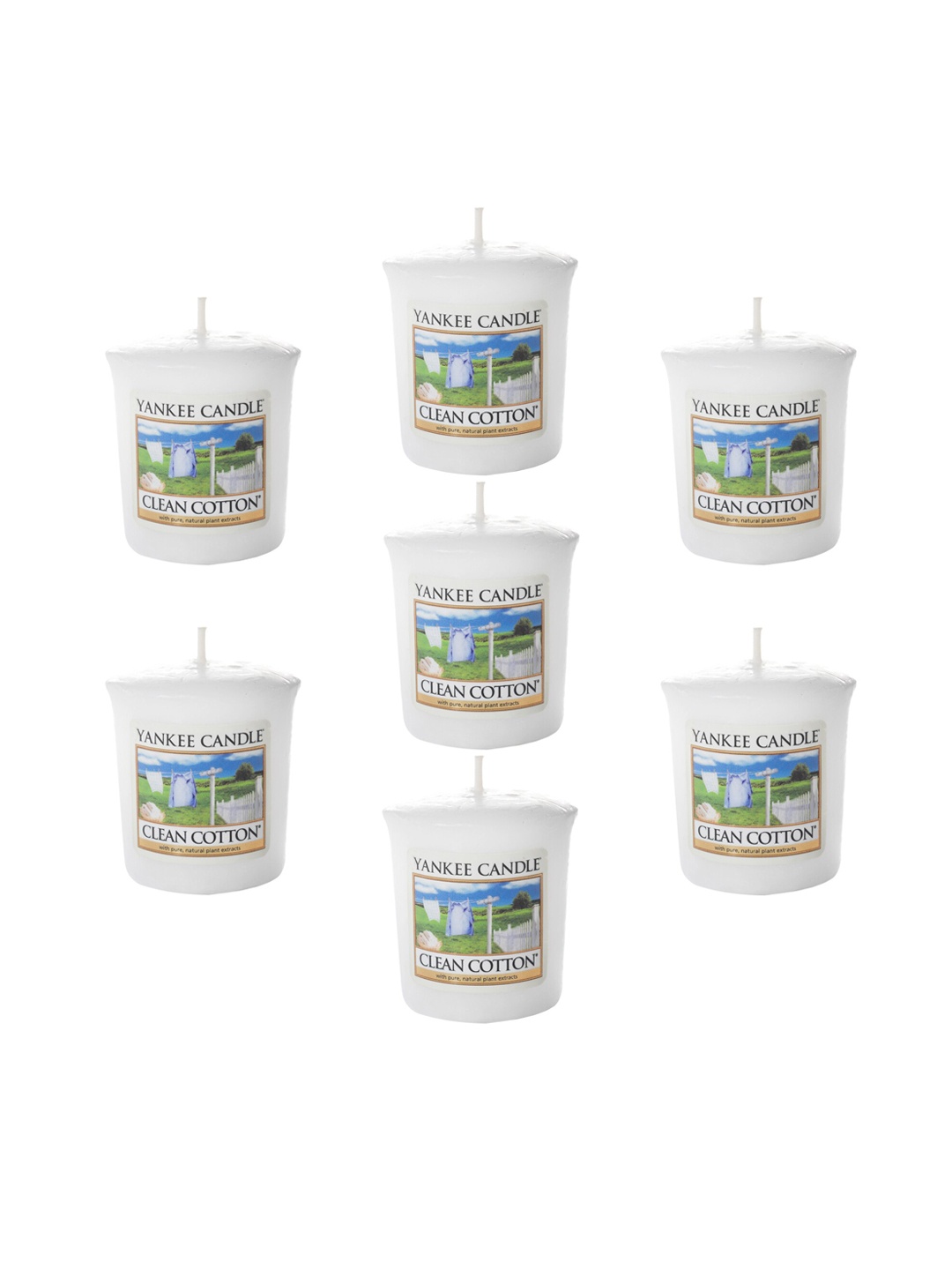 

YANKEE CANDLE Set Of 7 Classic Votive Clean Cotton Scented Candles, White
