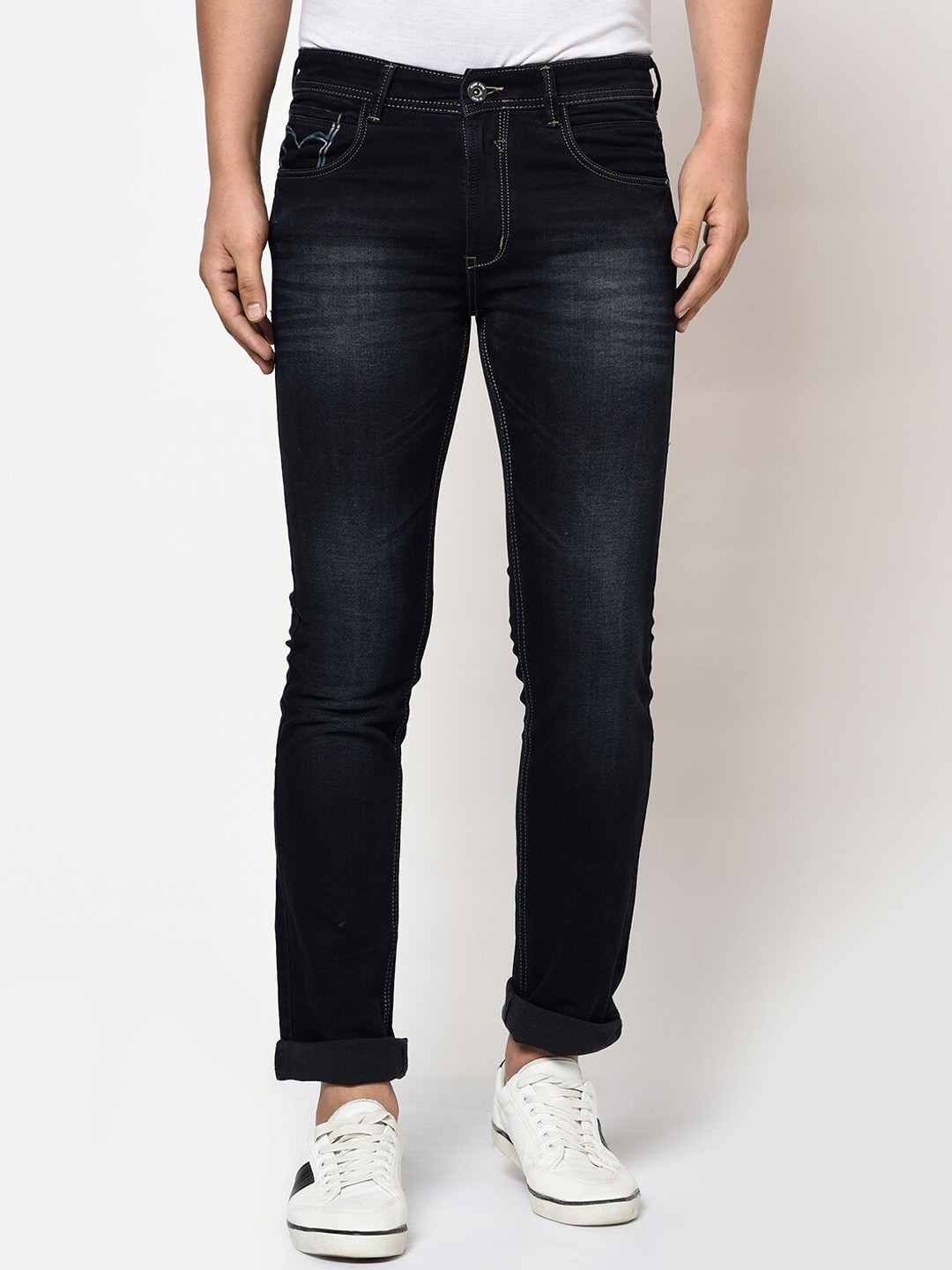 

Octave Men Blue Regular Fit Mid-Rise Low Distress Jeans