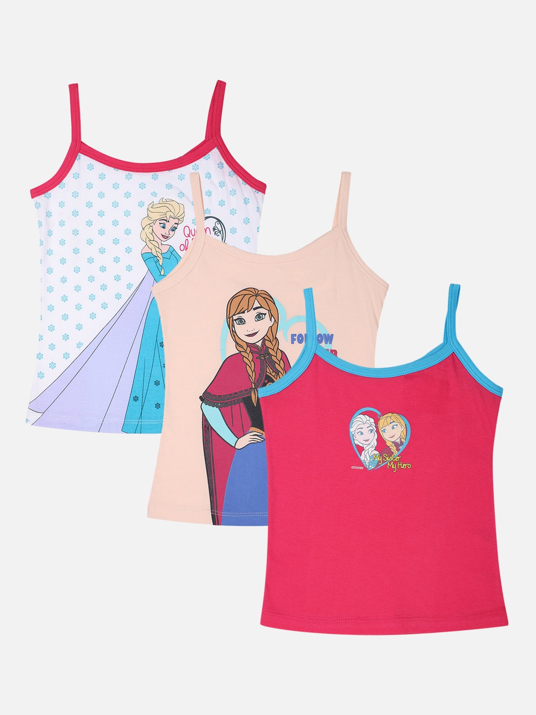 

Bodycare Kids Girls Pack of 3 FROZEN Printed Innerwear Vests, Red