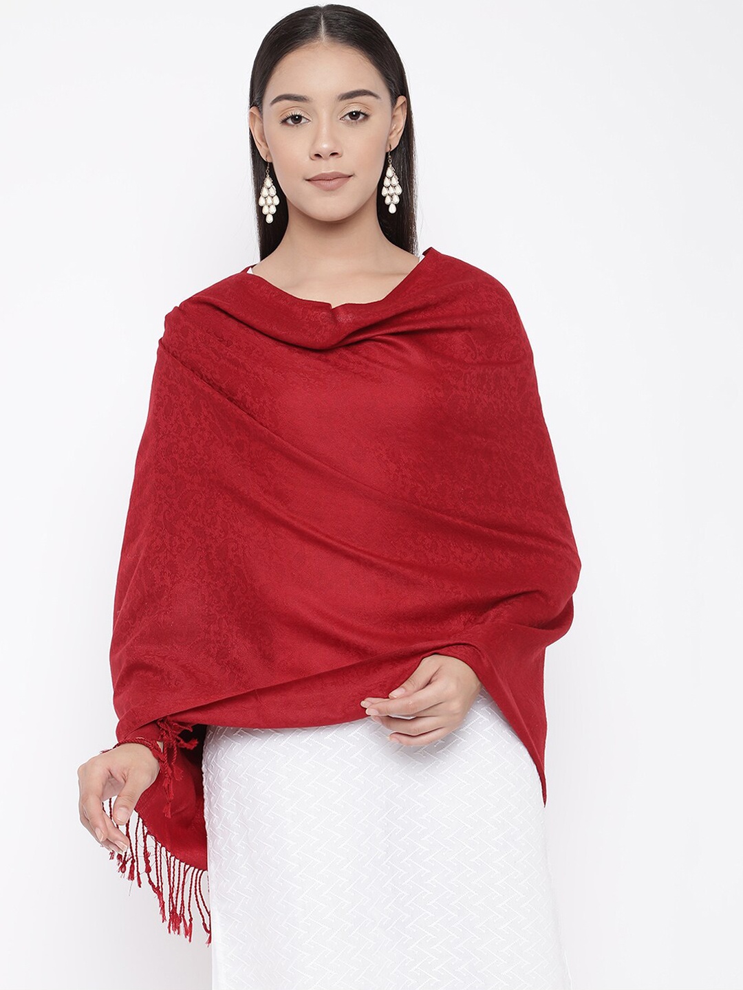 

Pashmoda Women Red Woven Design Stole
