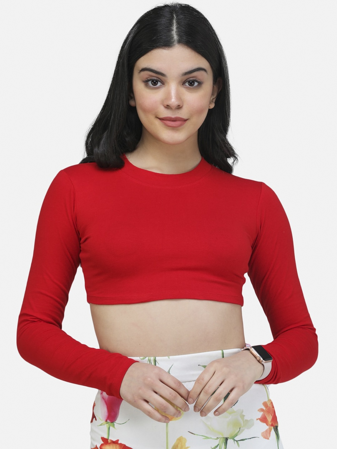 

SCORPIUS Women Red Solid Fitted Top