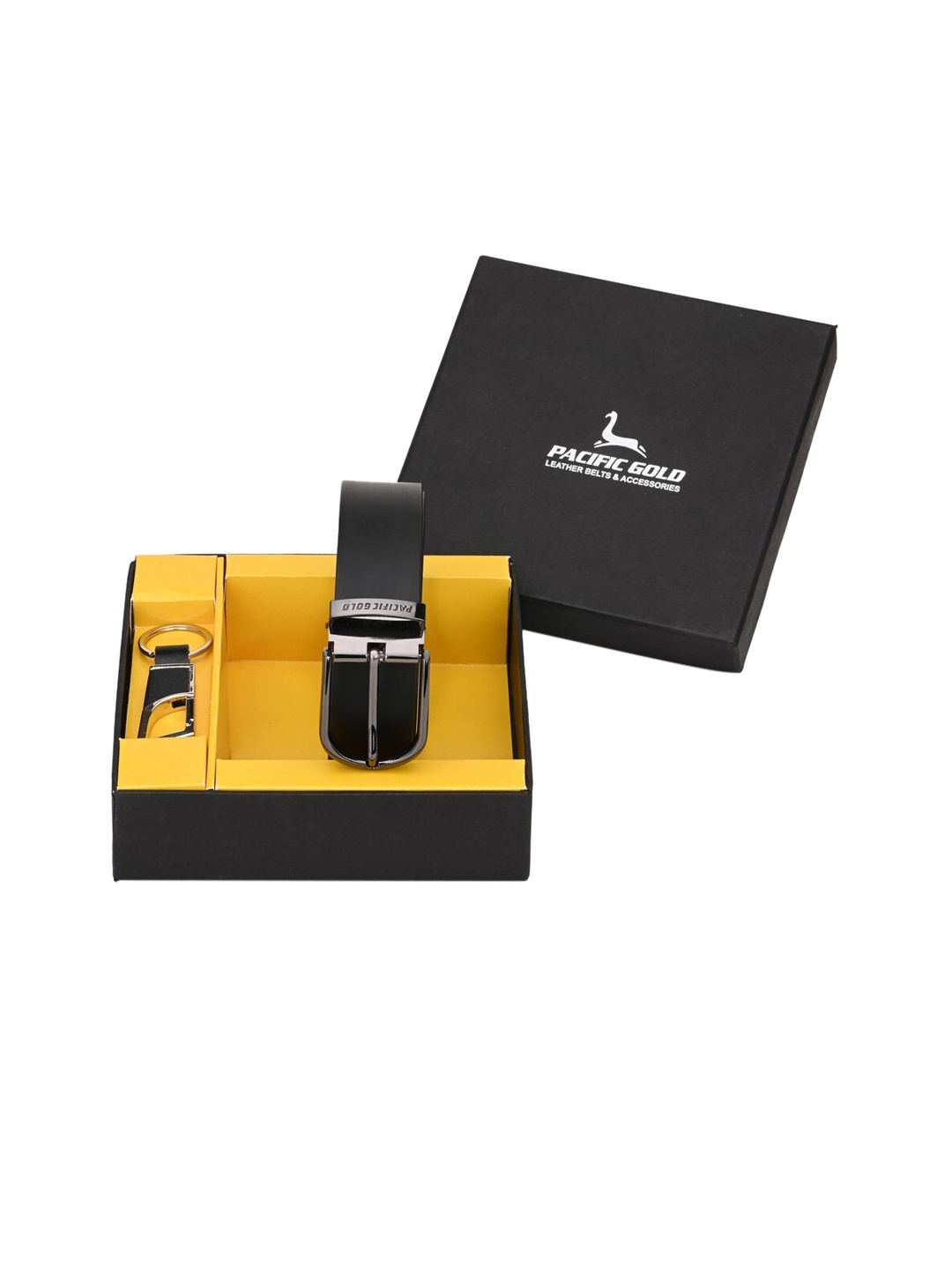 

Pacific Gold Men Brown & Silver-Toned Genuine Leather Accessory Gift Set, Black