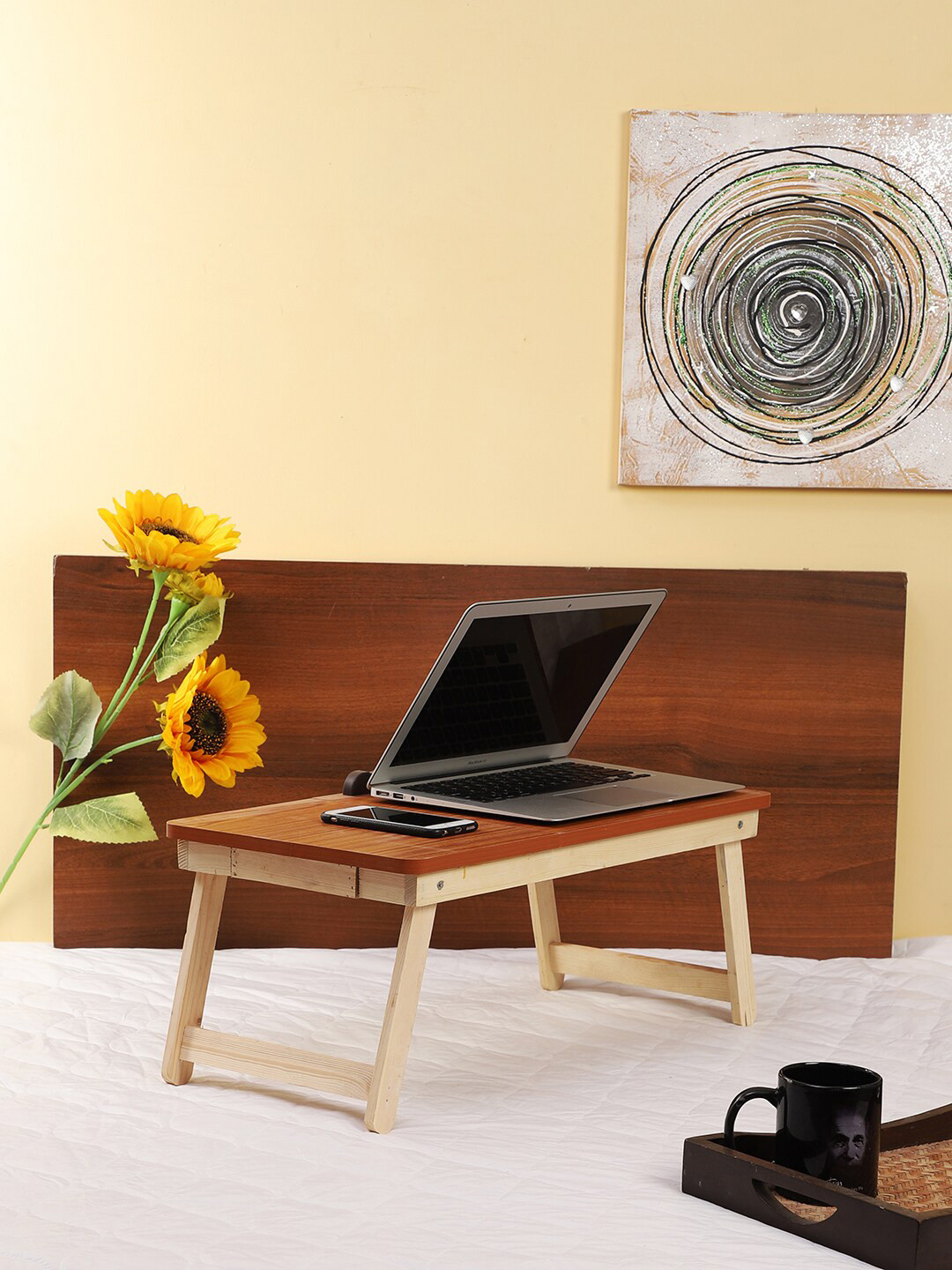 

CDI Brown & Beige Portable Folding Laptop Cum Study Table With Drawer