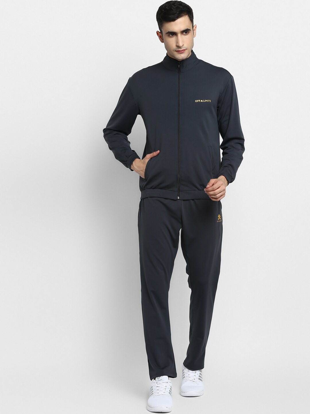 

OFF LIMITS Men Charcoal-Grey Solid Track Suit