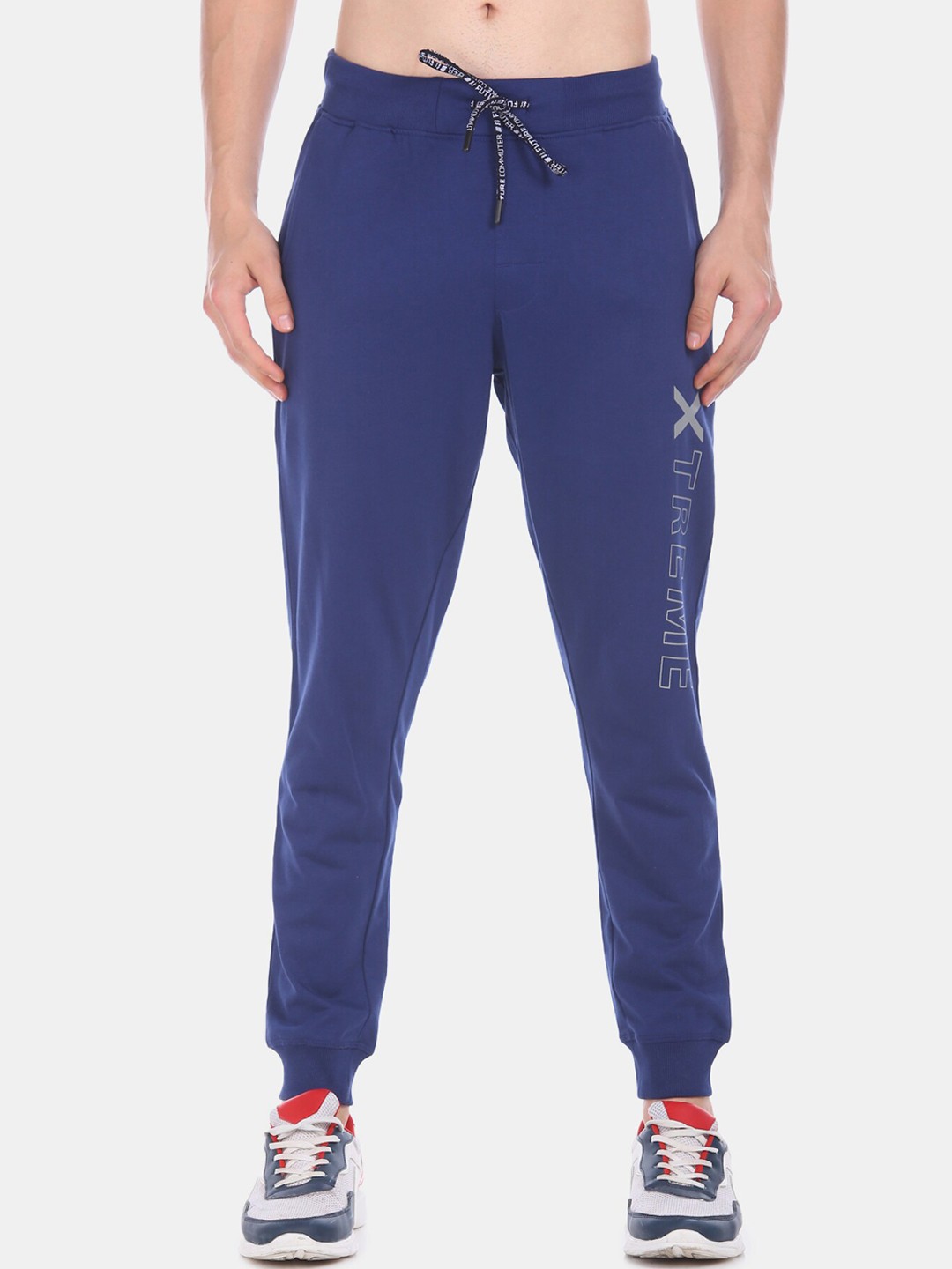 

Flying Machine Men Blue Solid Straight-Fit Joggers