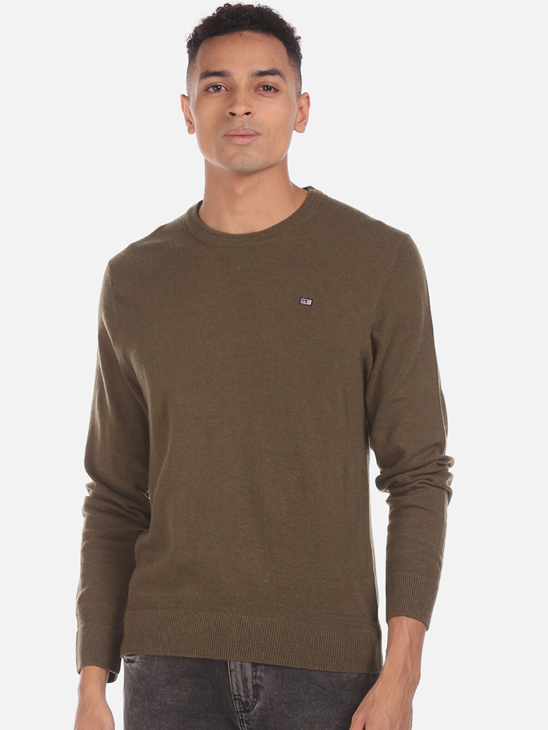 

Arrow Sport Men Green Solid Pullover Sweater
