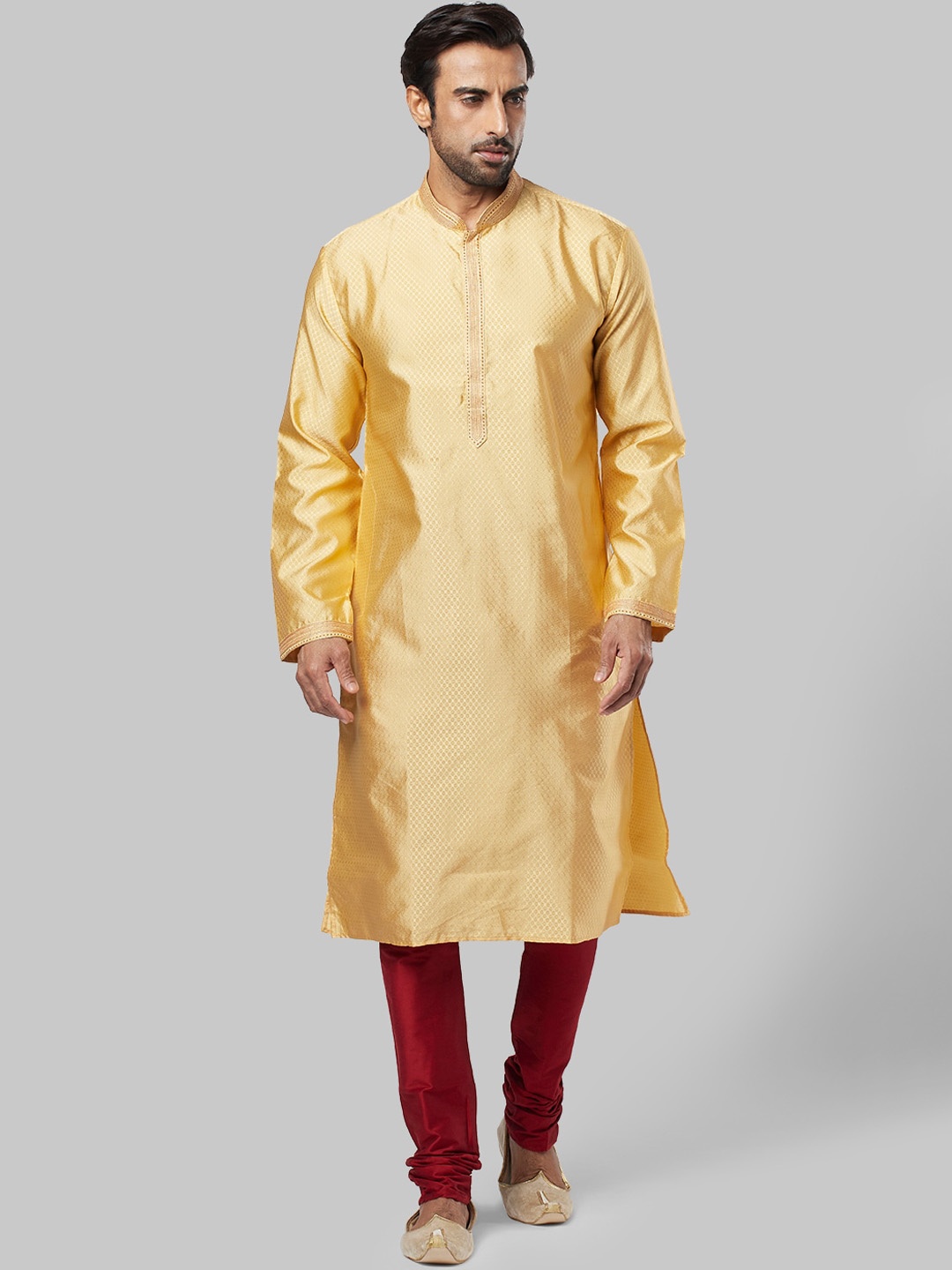 

Ethnix By Raymond Men Gold-toned Solid Straight Kurta