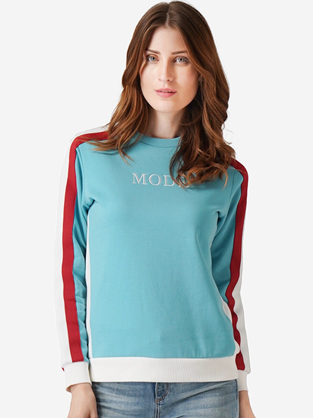 

Mode by Red Tape Women Blue Solid Sweatshirt
