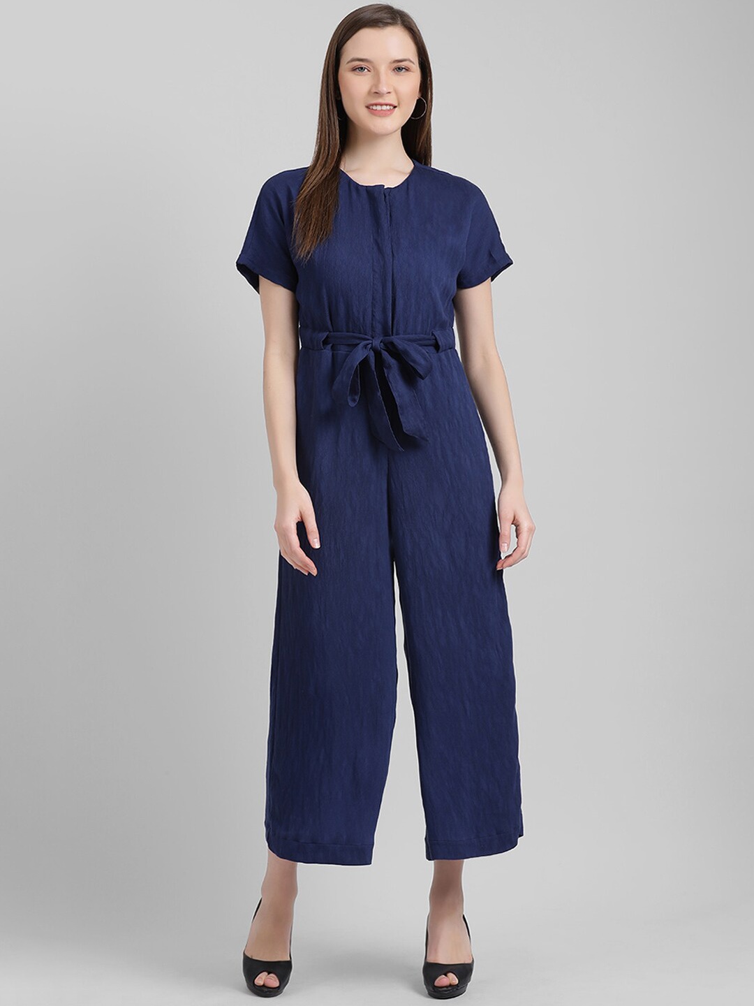 

Zink London Women Blue Solid Basic Jumpsuit