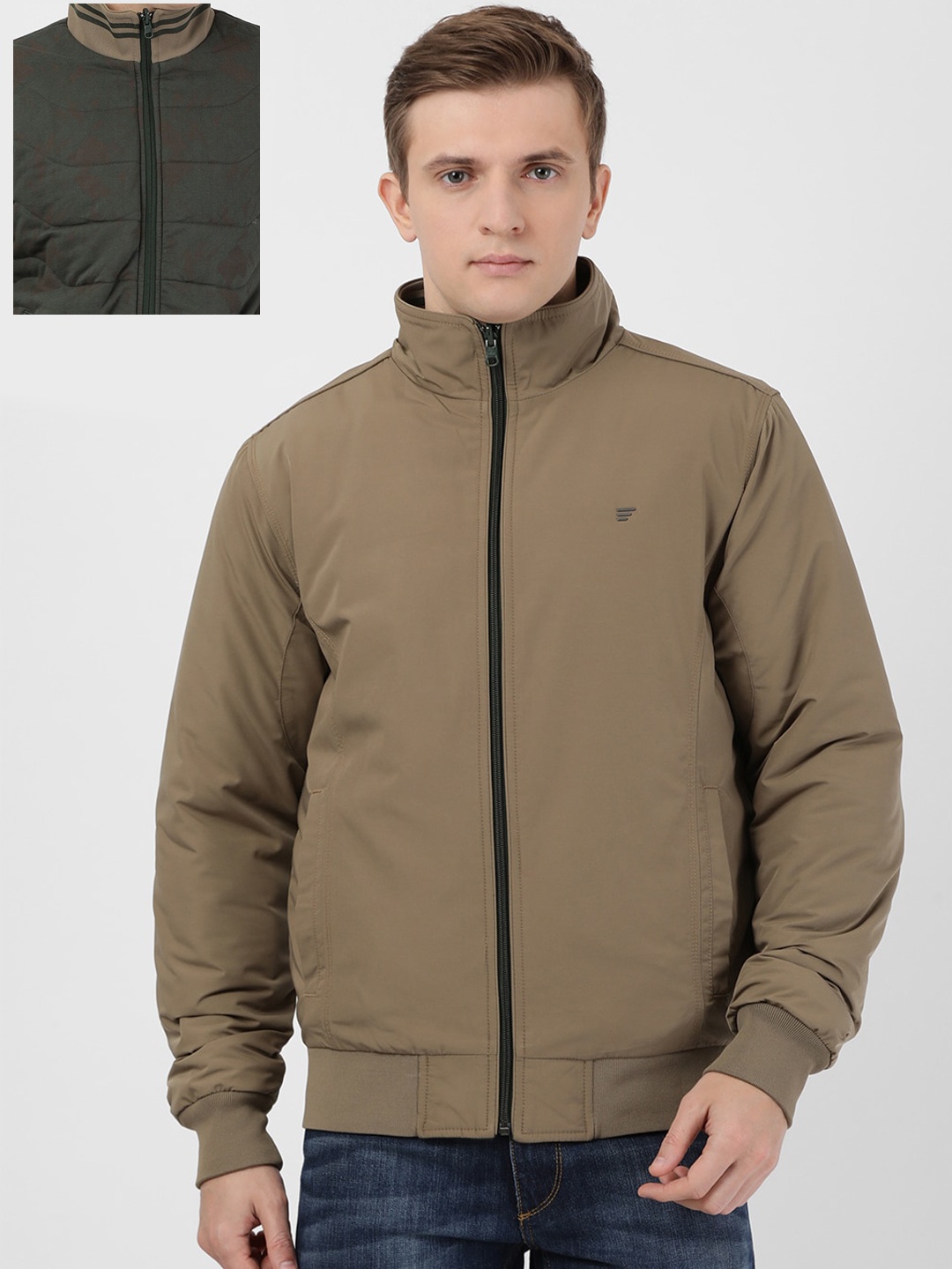 

t-base Men Brown Solid Reversible Bomber