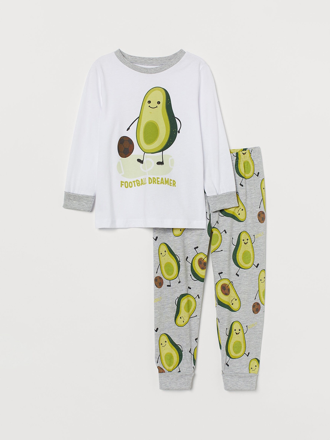 

H&M Boys Grey Printed Foldover-Ribbing Pyjamas, White