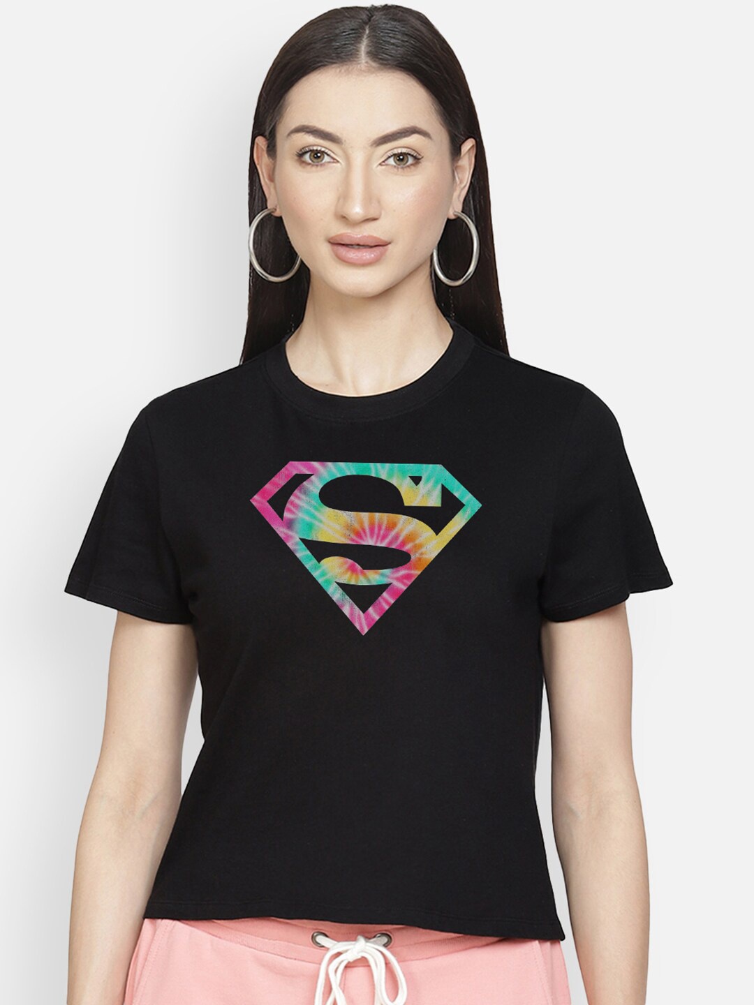 

Free Authority Women Black Superman Printed T-shirt