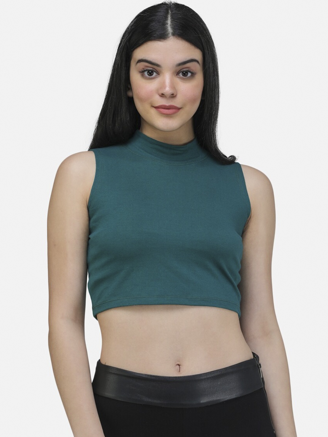 

SCORPIUS Women Teal Solid Fitted Top