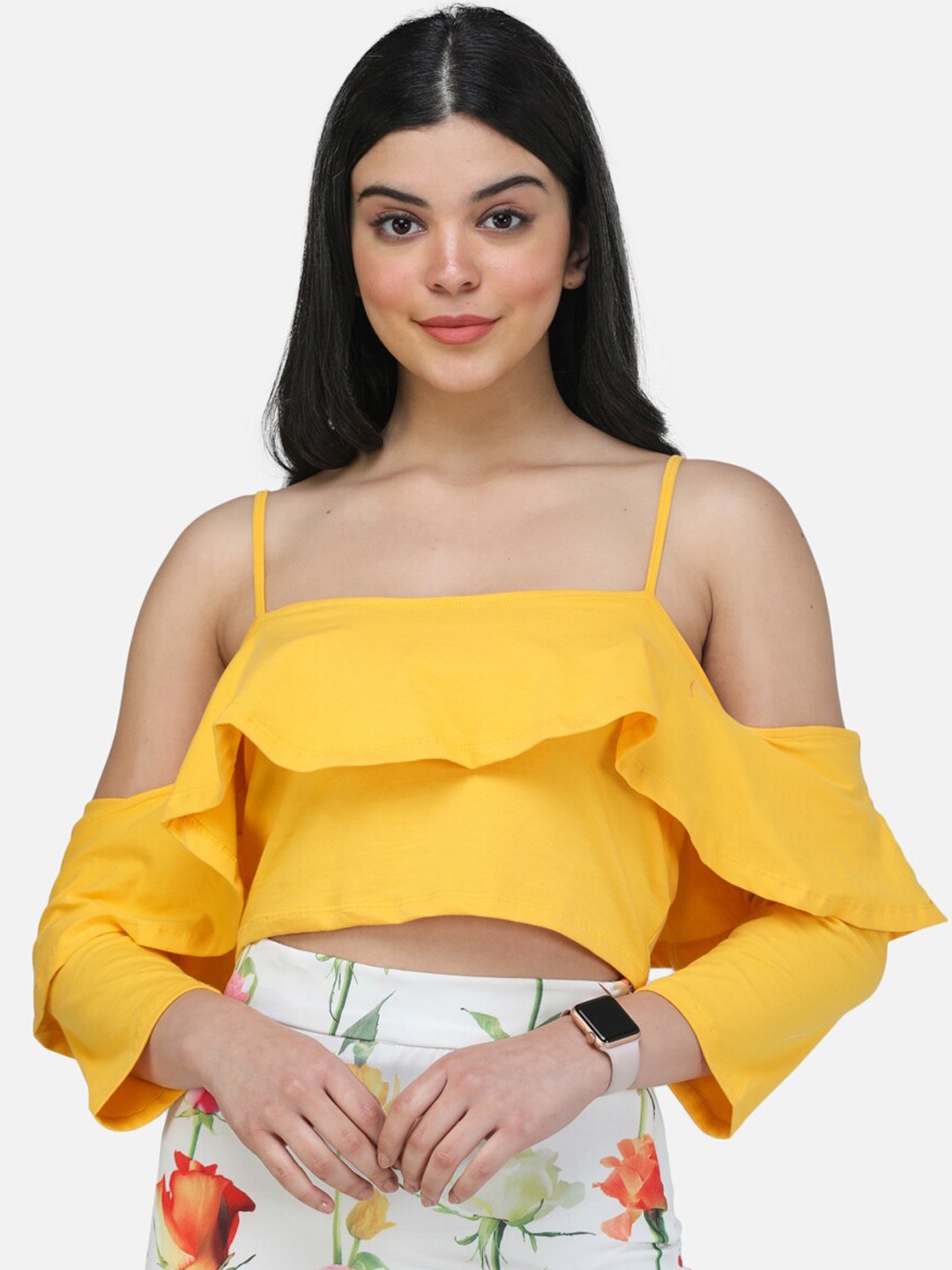 

SCORPIUS Women Yellow Solid Top