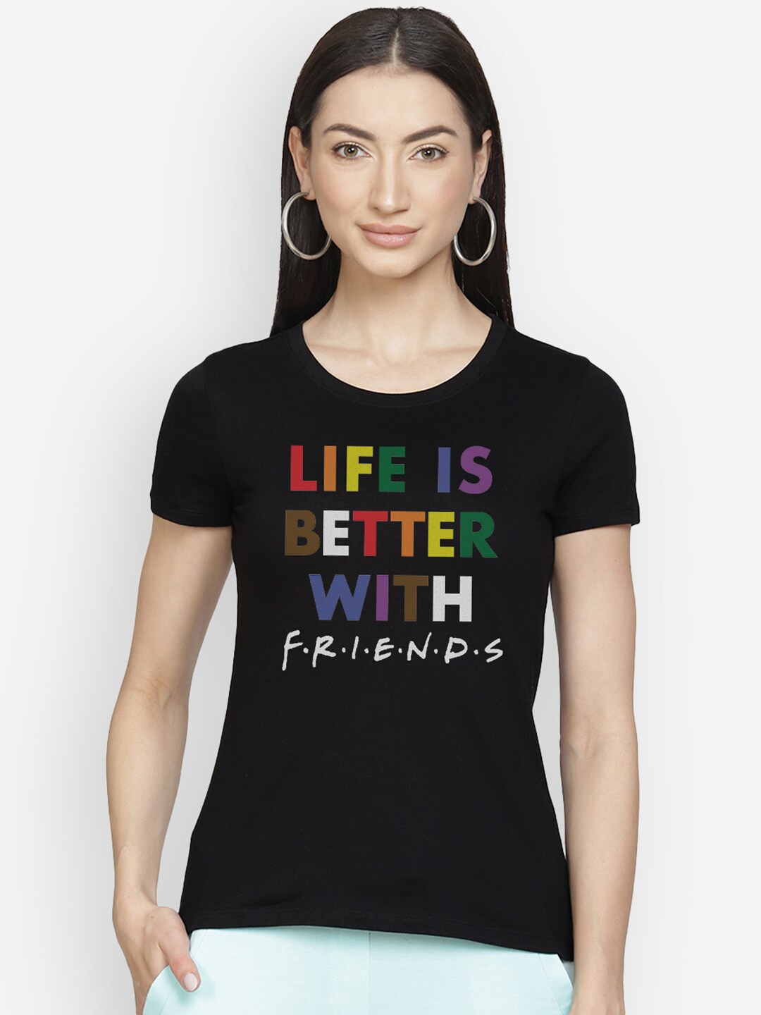 

Free Authority Friends Print Black Tshirt For Women