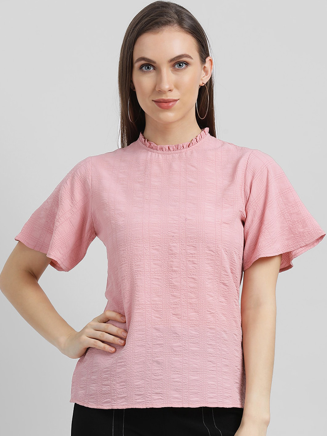 

Zink London Women Pink Self Design Top
