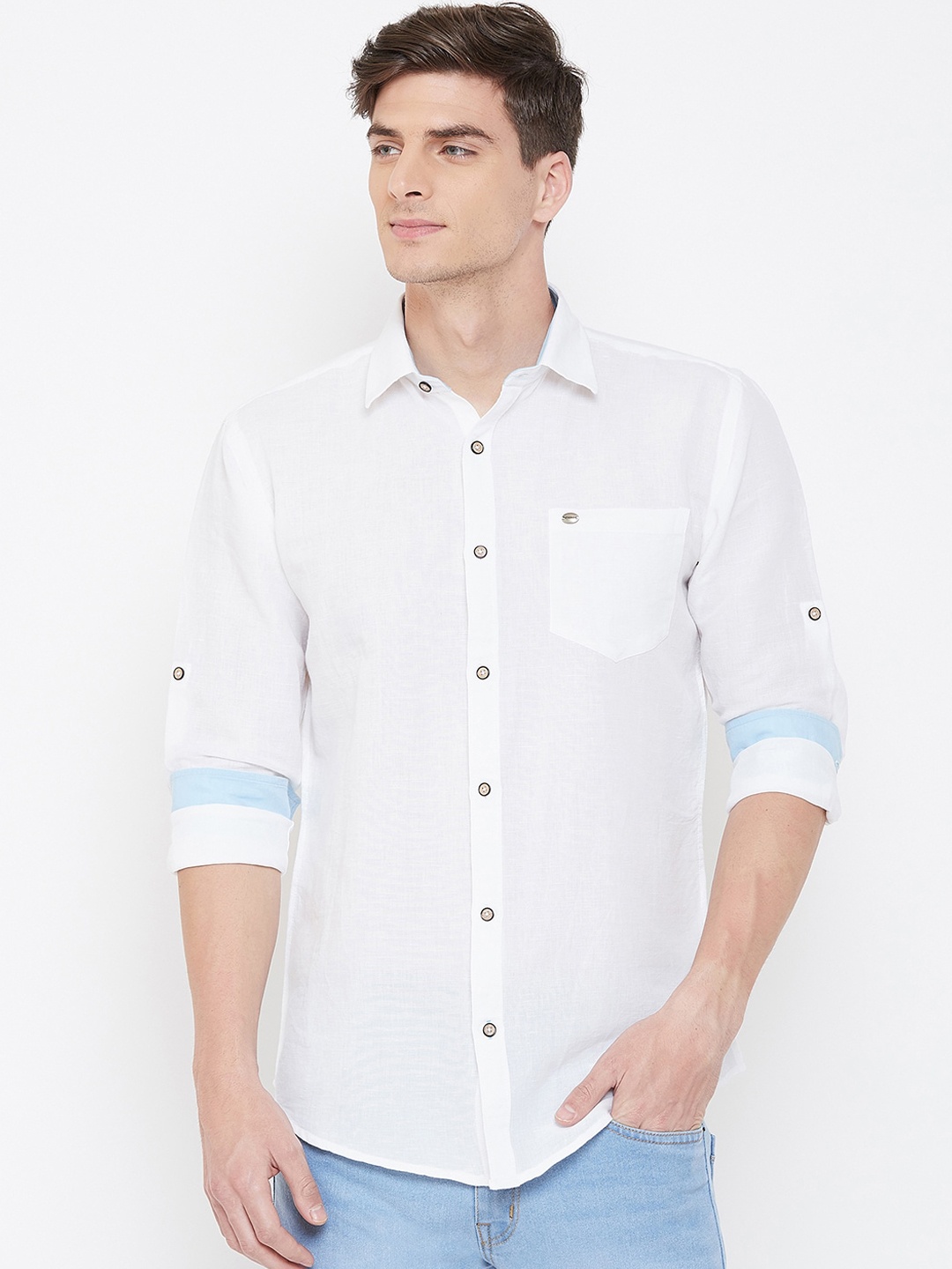 

Duke Men White Regular Fit Solid Casual Shirt