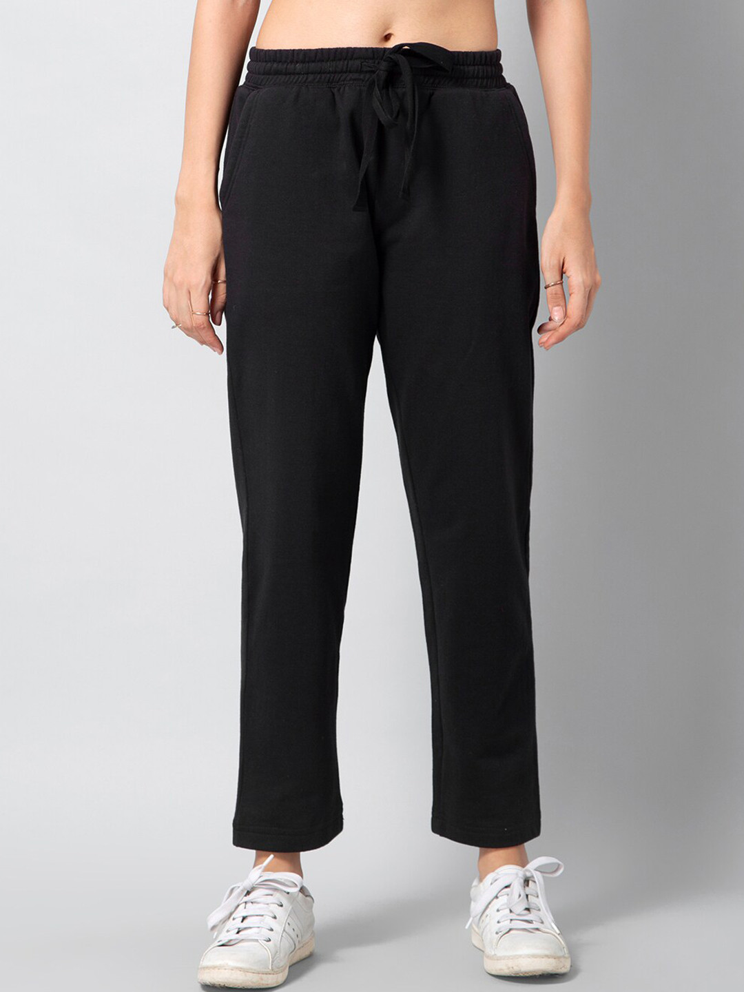 

FabAlley Women Black Regular Fit Solid Parallel Trousers