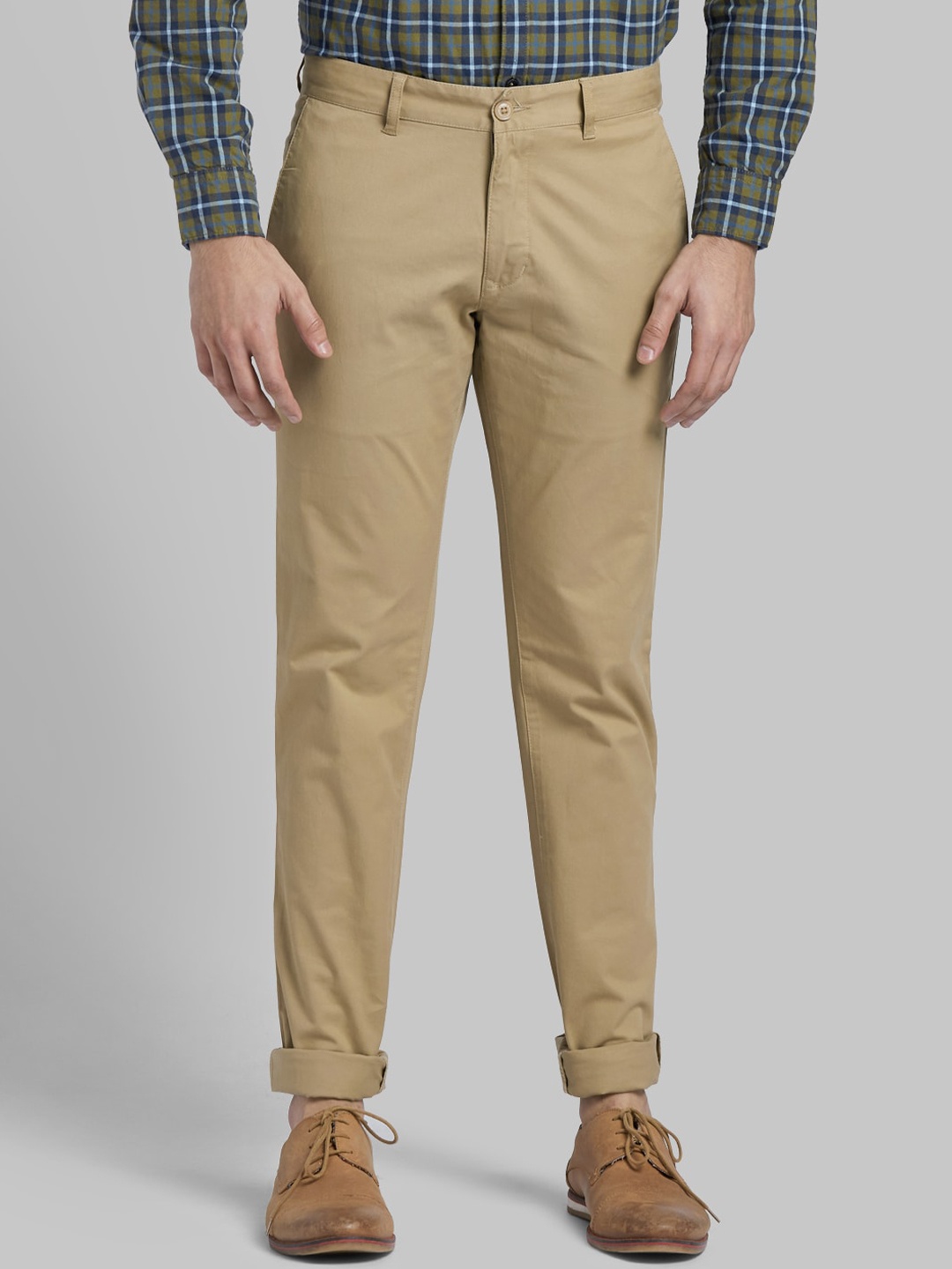 

Parx Men Khaki Tapered Fit Solid Regular Trousers