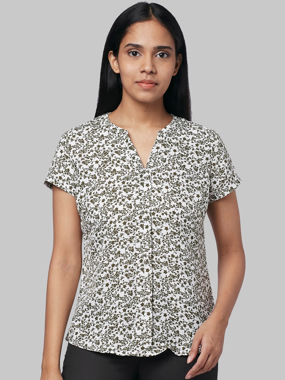 Park Avenue Woman Women White Printed Shirt Style Top