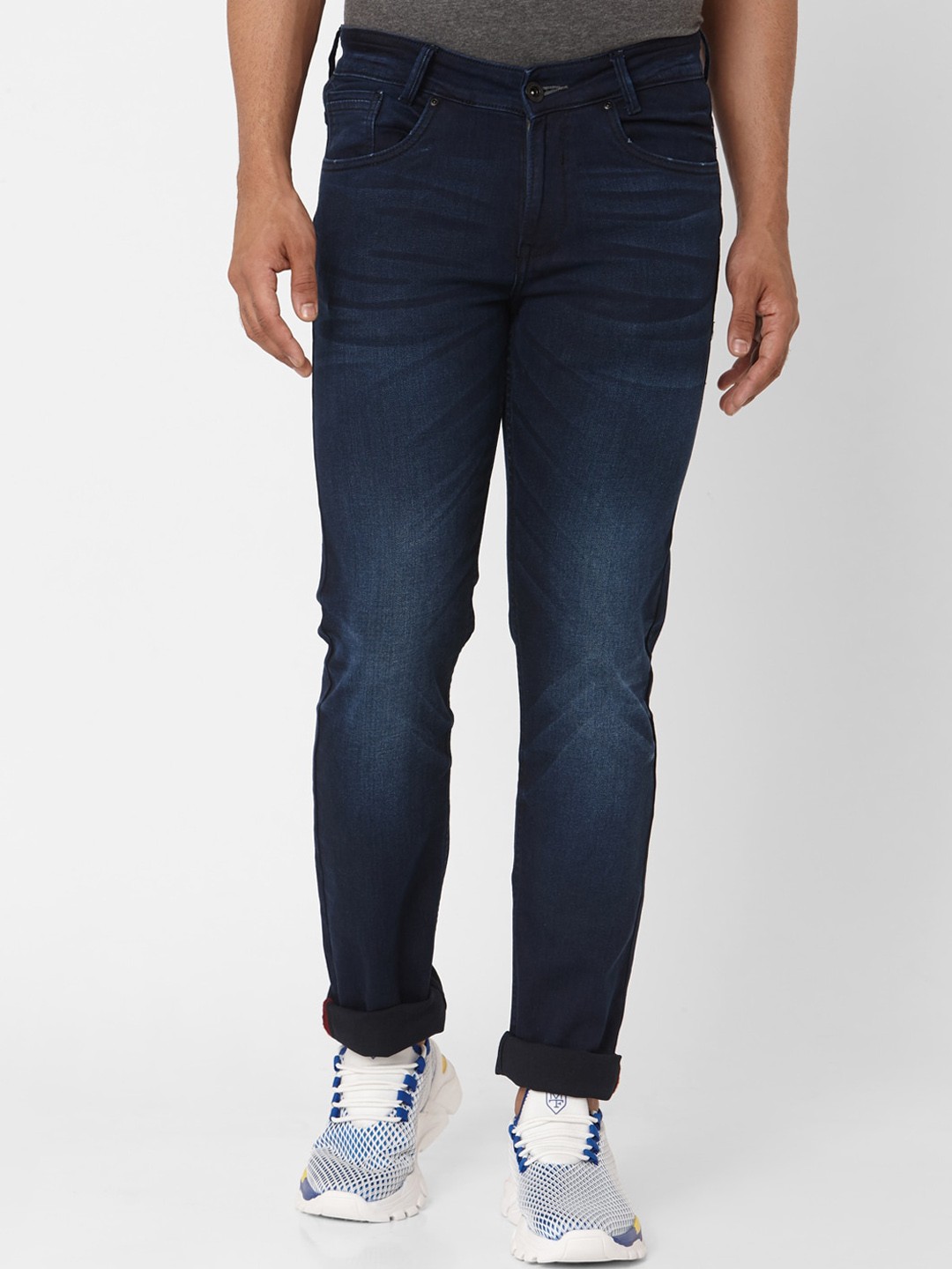 

Mufti Men Navy Blue Tapered Fit Mid-Rise Clean Look Jeans