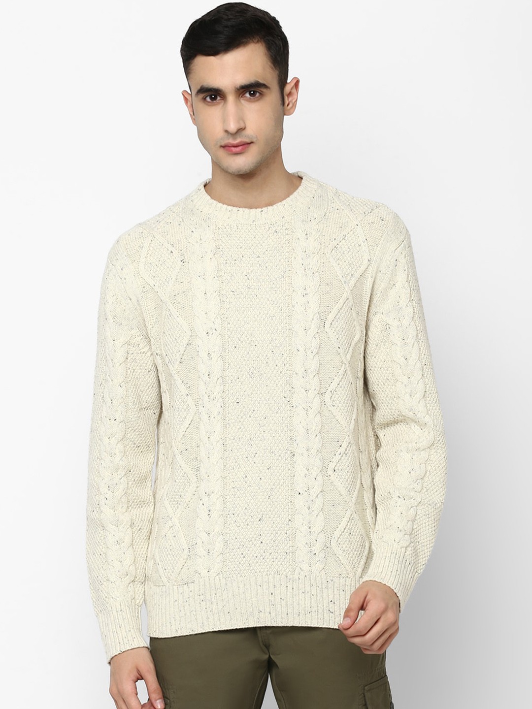 

AMERICAN EAGLE OUTFITTERS Men Off-White Self Design Pullover