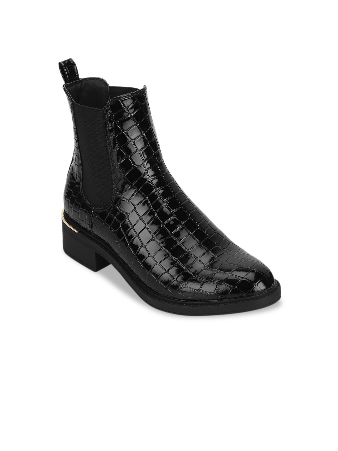 

Truffle Collection Women Black Textured Heeled Boots