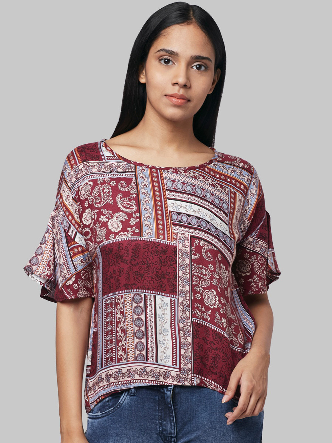 

Park Avenue Woman Women Maroon Printed Top