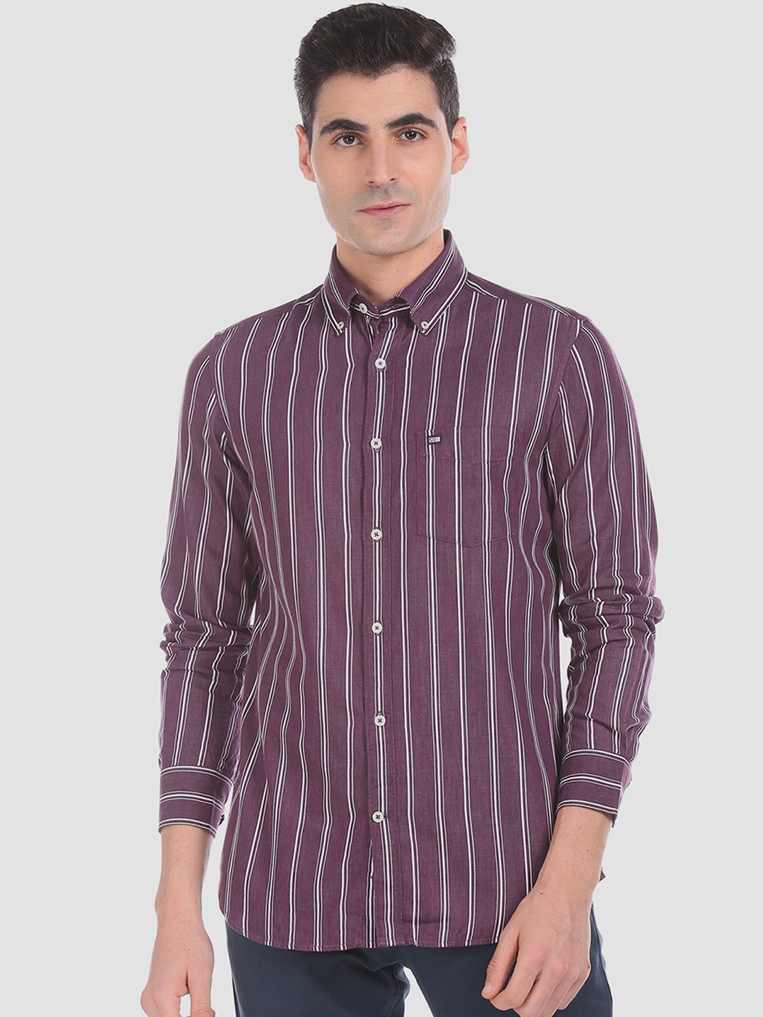 

Arrow Sport Men Purple Regular Fit Striped Casual Shirt