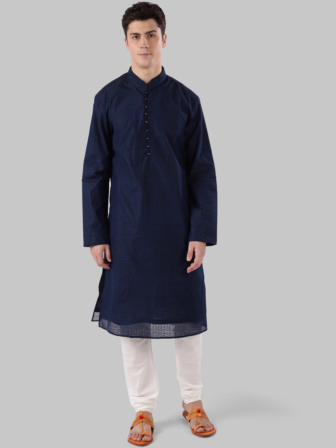 

Ethnix by Raymond Men Blue Woven Design Straight Kurta