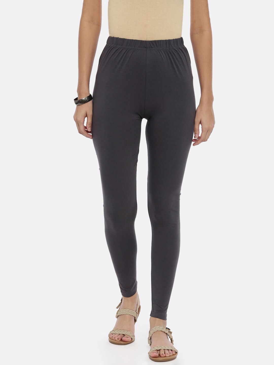 

Souchii Women Charcoal Grey Solid Slim-Fit Ankle-Length Leggings