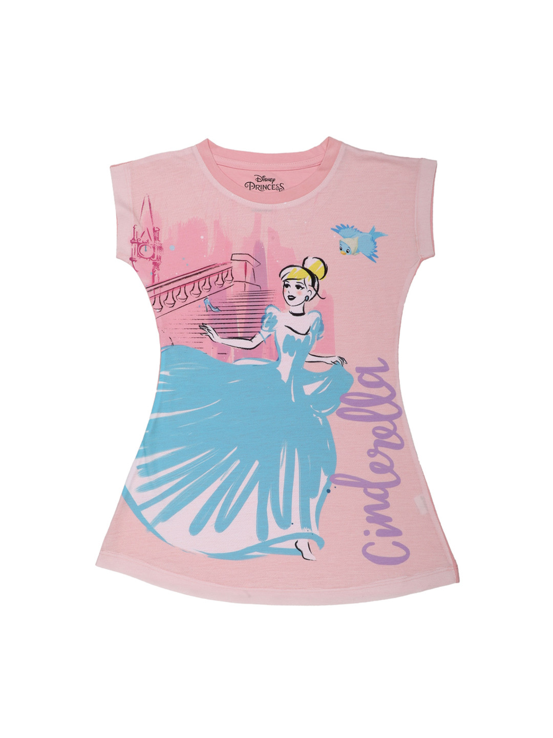 

Disney Princess Girls Pink & Blue Printed T-shirt Dress