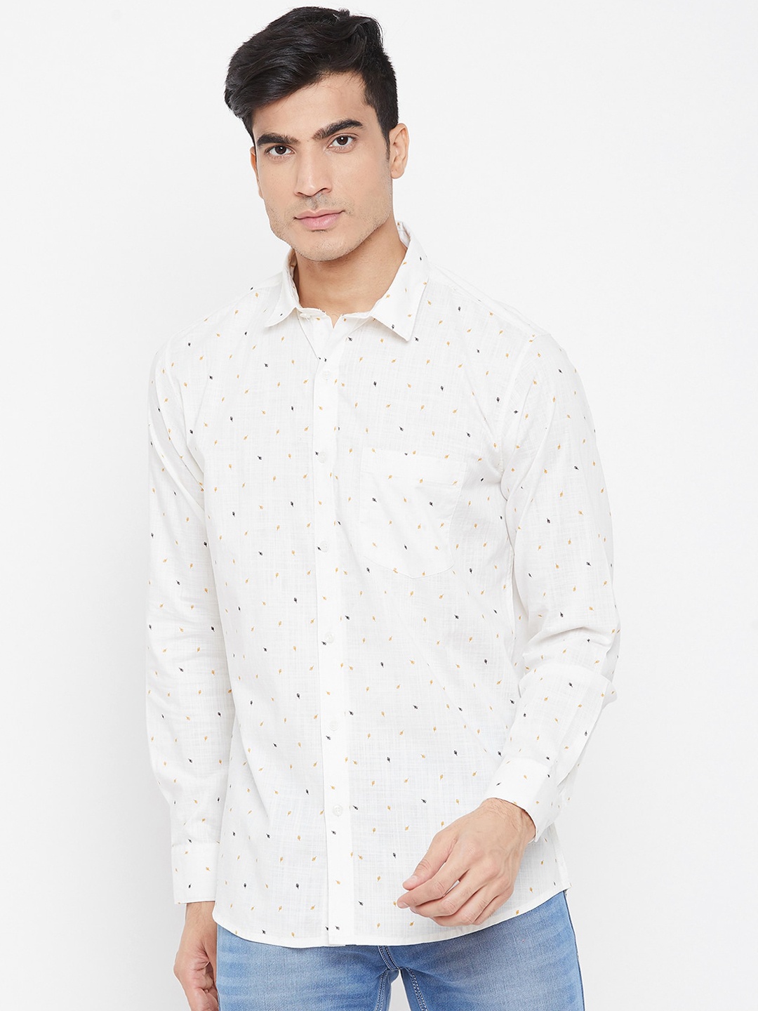 

Duke Men Cream-Coloured Regular Fit Printed Casual Shirt