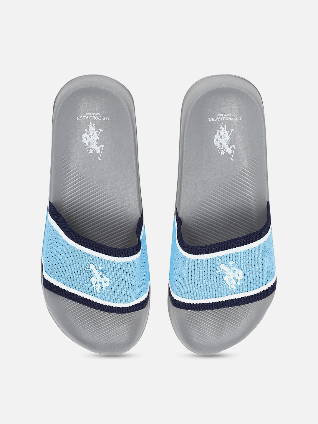 

U.S. Polo Assn. Men Blue & Grey Colourblocked Sliders