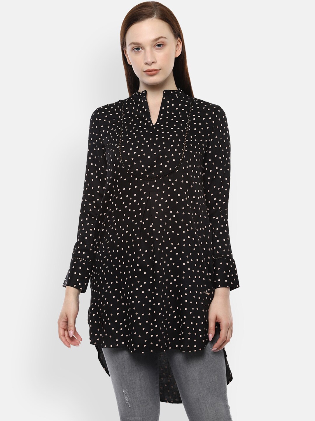 

Van Heusen Woman Black Printed High-Low Tunic