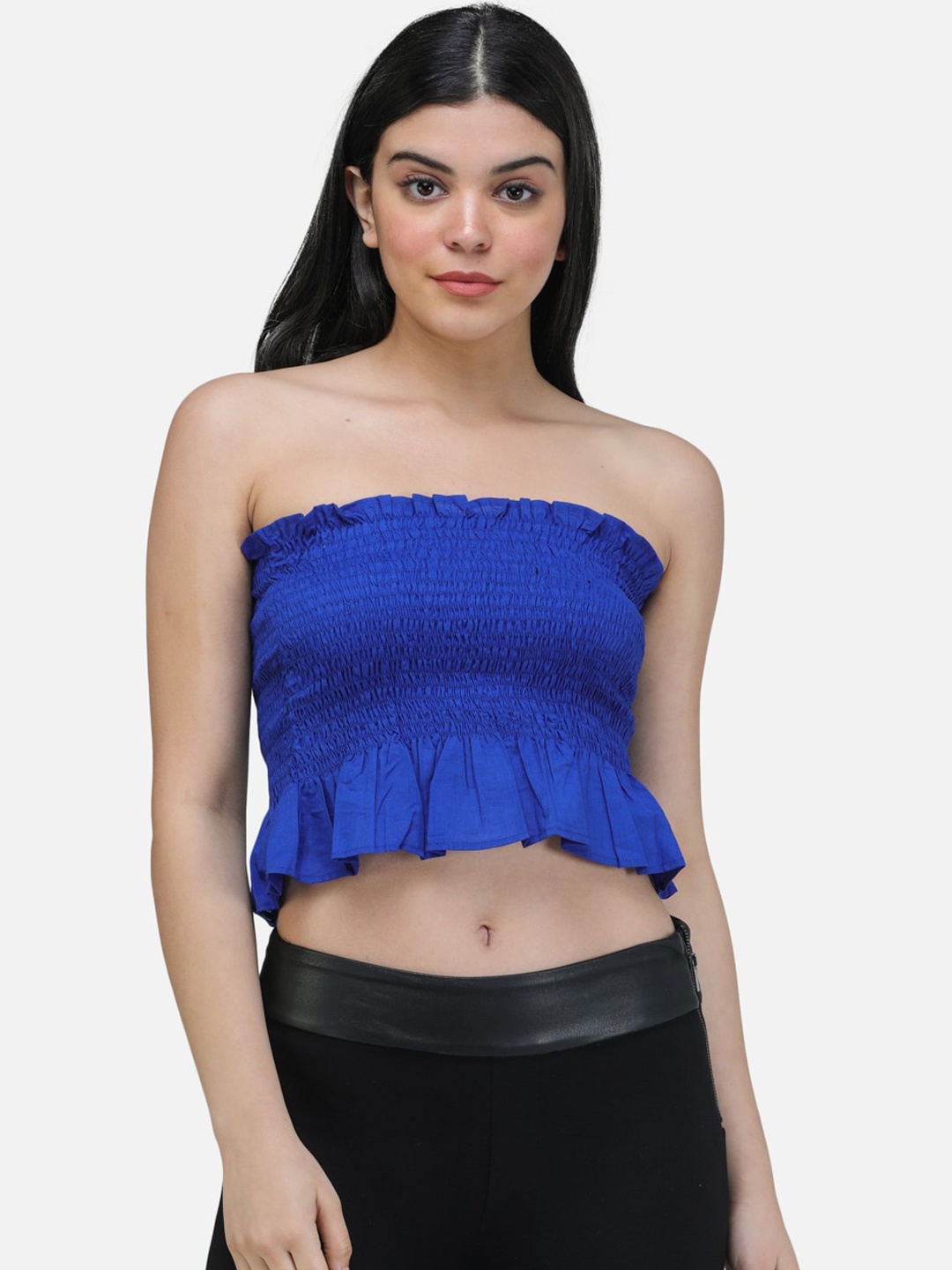 

SCORPIUS Women Blue Solid Fitted Top