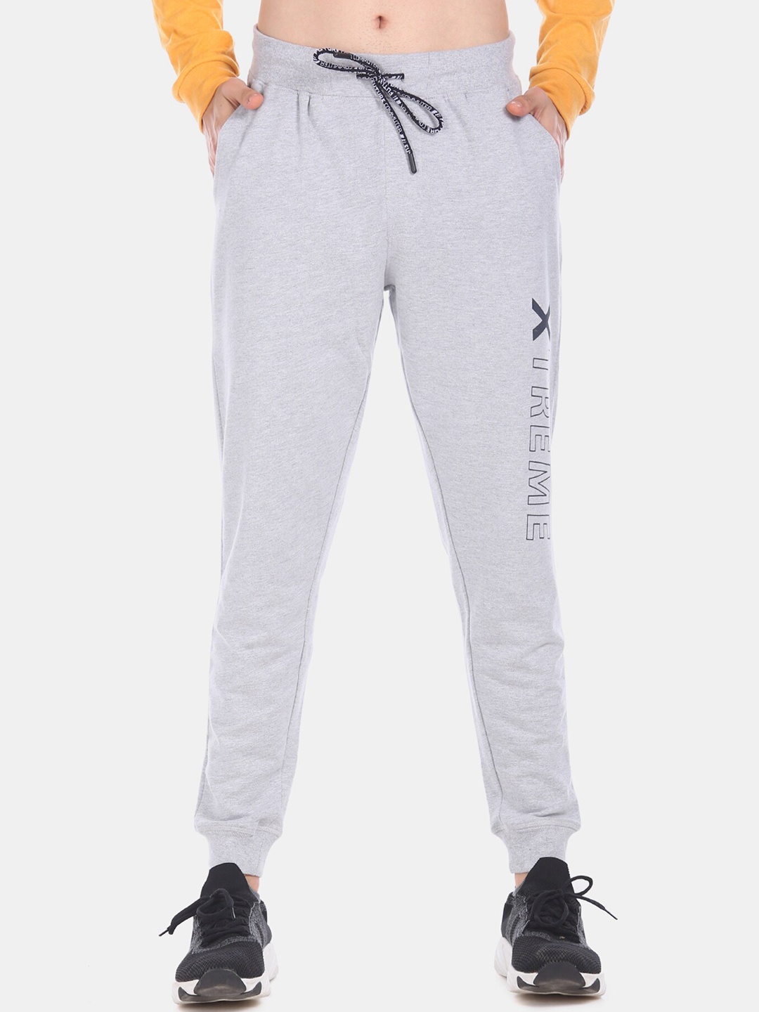 

Flying Machine Men Grey Melange Solid Straight-Fit Joggers