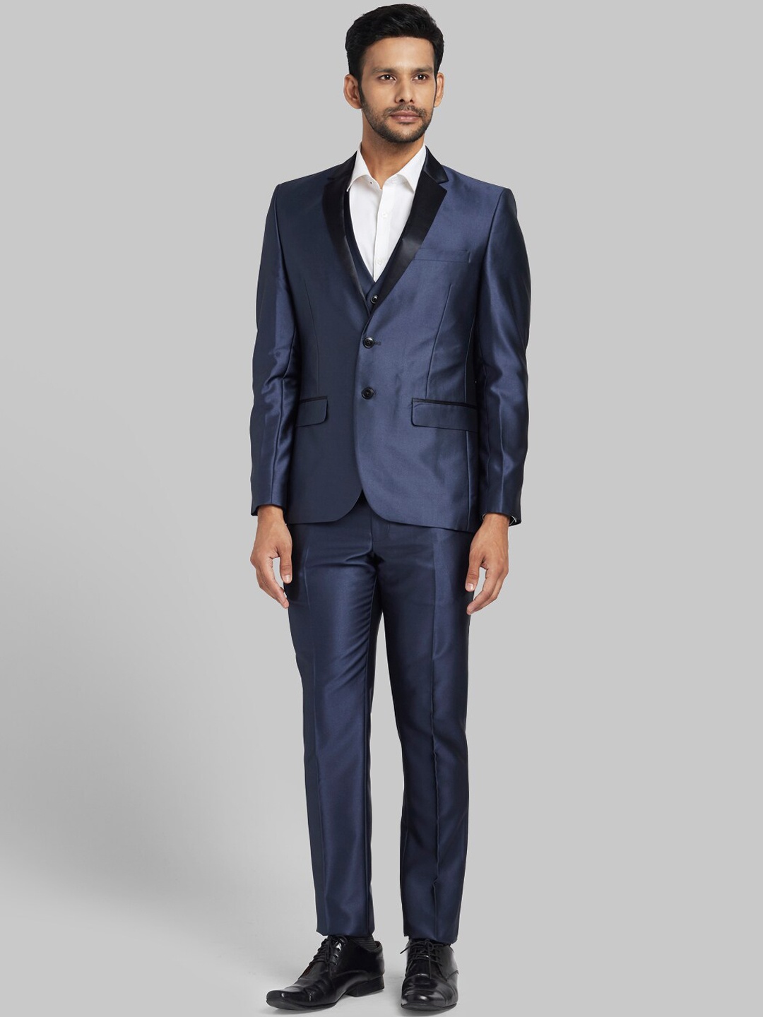 Parx Men 3-Piece Single-Breasted Formal Suit, Navy blue