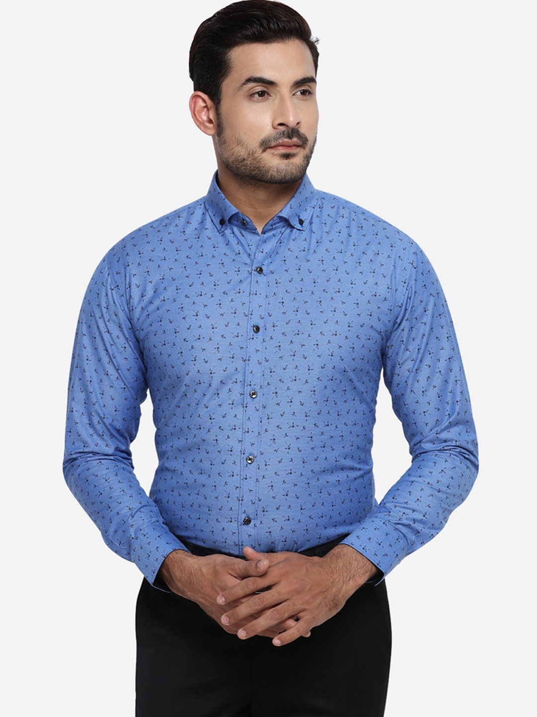 

Greenfibre Men Blue Slim Fit Printed Formal Shirt