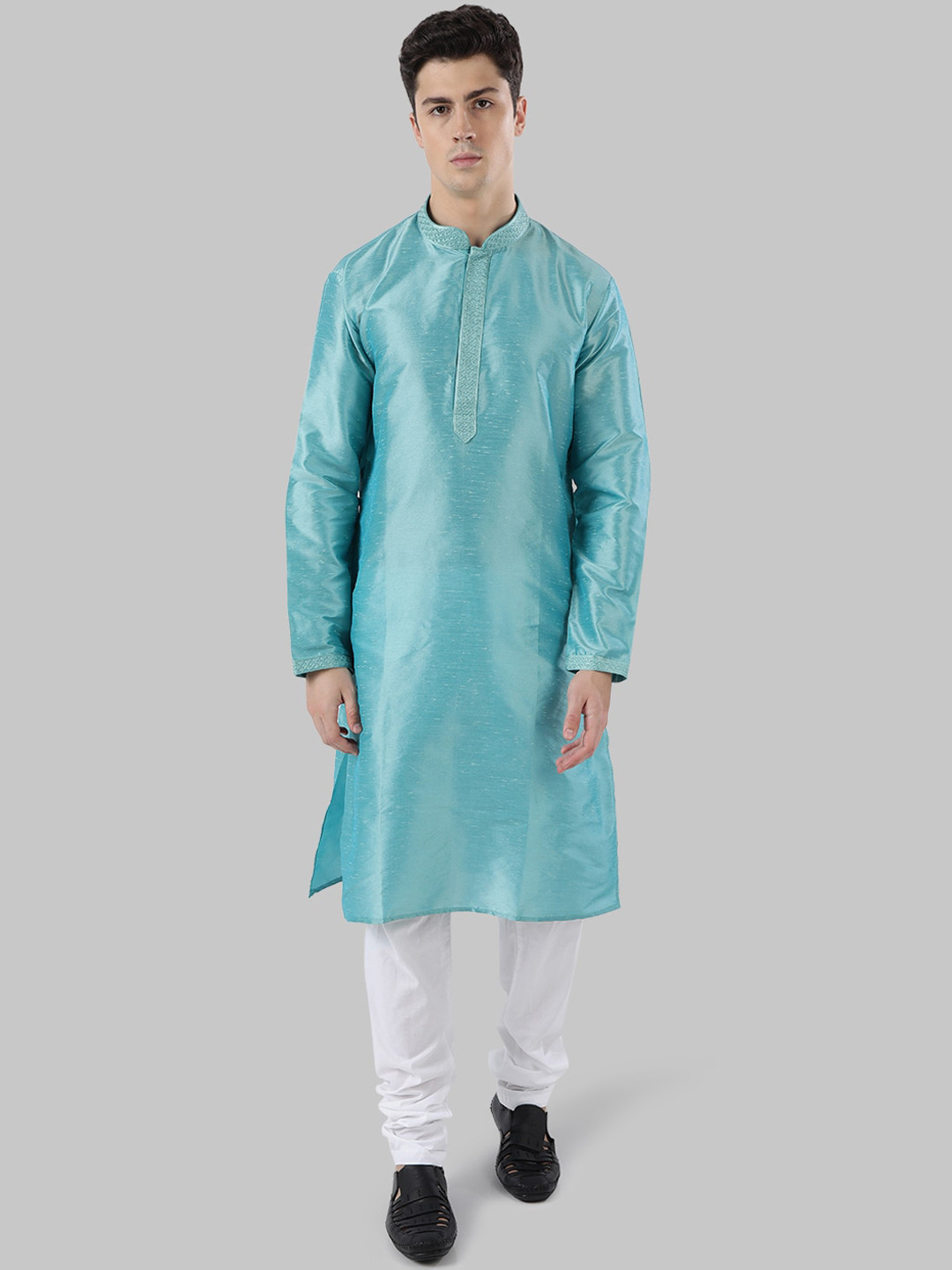 

Ethnix by Raymond Men Blue Solid Straight Kurta