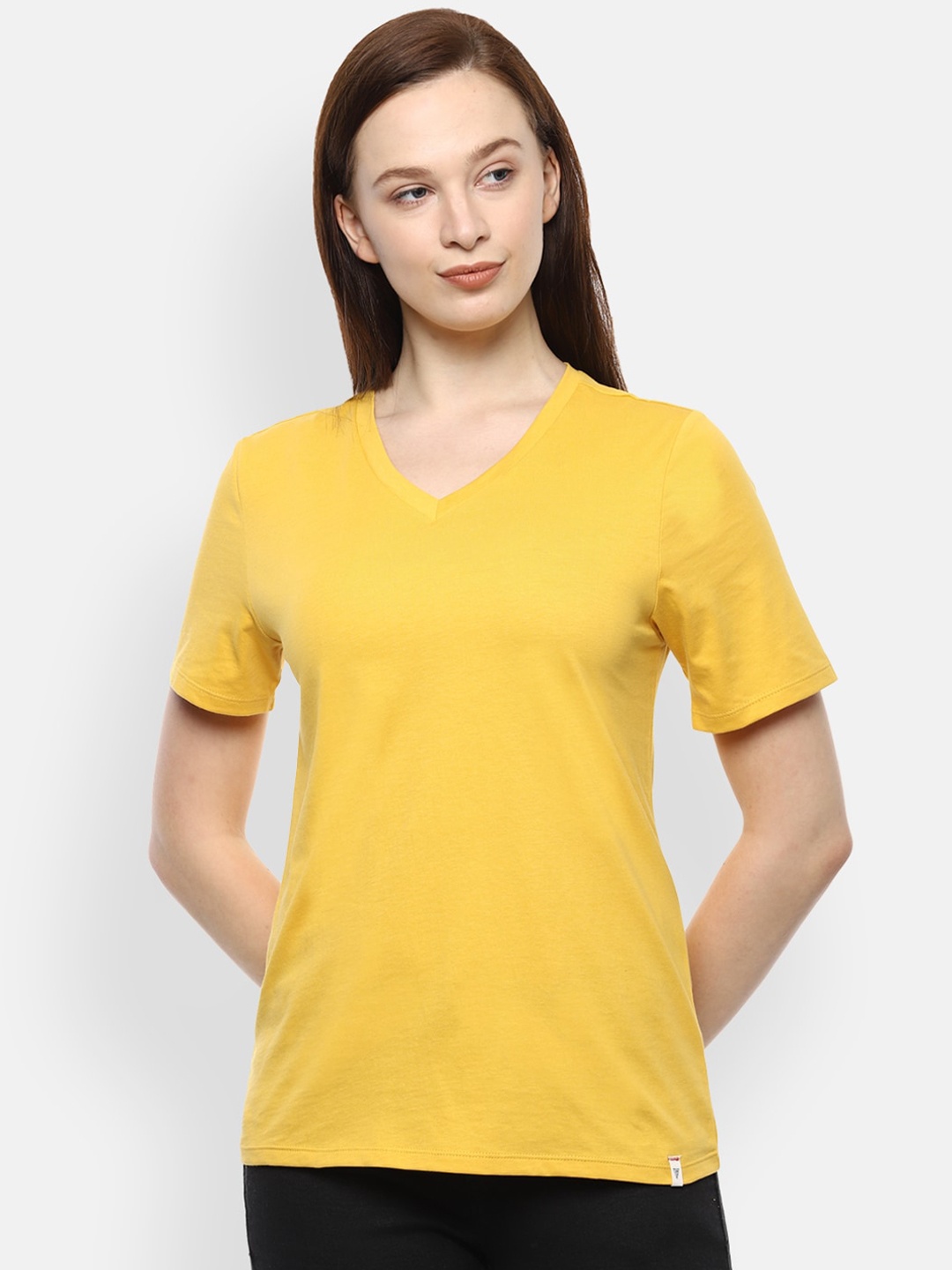 

Van Heusen Woman Women Yellow Solid Top