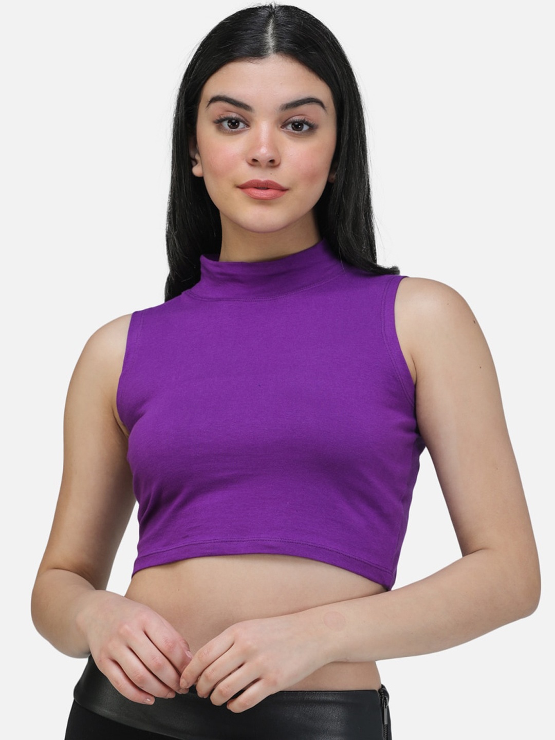 

SCORPIUS Women Purple Solid Fitted Top