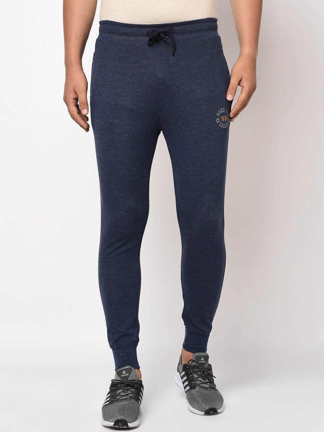 

Duke Men Navy Blue Solid Joggers