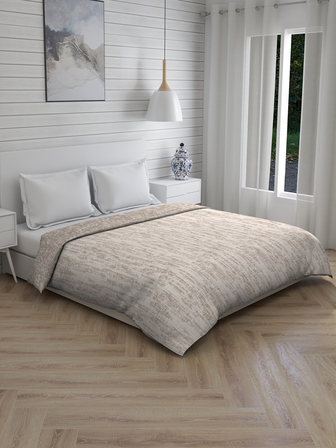 

Layers Brown Printed Double Comforter with Double King Bedsheet and 2 Pillow Covers